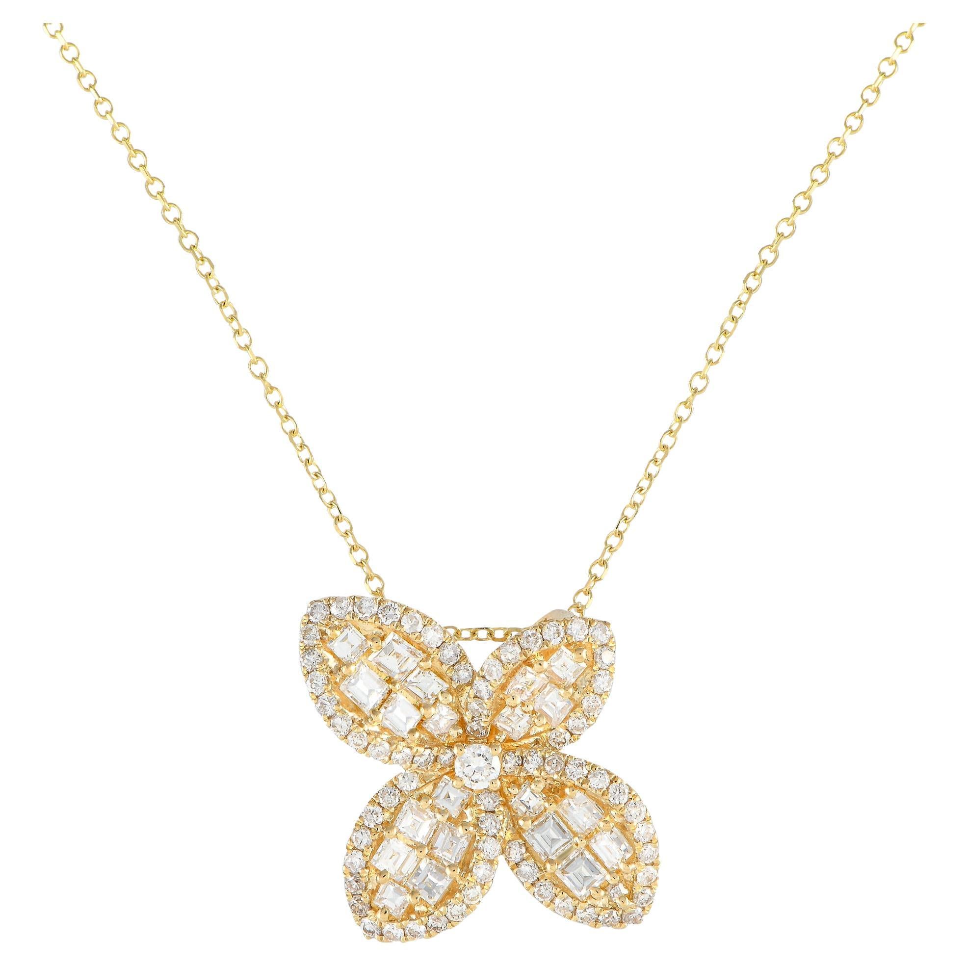 LB Exclusive 18K Yellow Gold 1.10ct Diamond Necklace For Sale