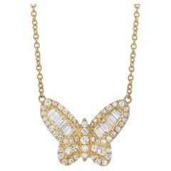 LB Exclusive 18K Yellow Gold 1.13 ct Diamond Butterfly Necklace