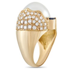LB Exclusive 18K Yellow Gold 1.17 Ct Diamond and Baroque Pearl Ring
