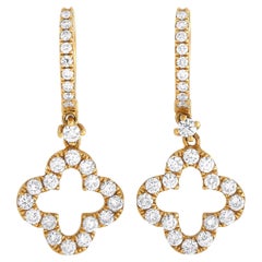 LB Exclusive 18K Yellow Gold 1.17 Ct Diamond Dangle Earrings