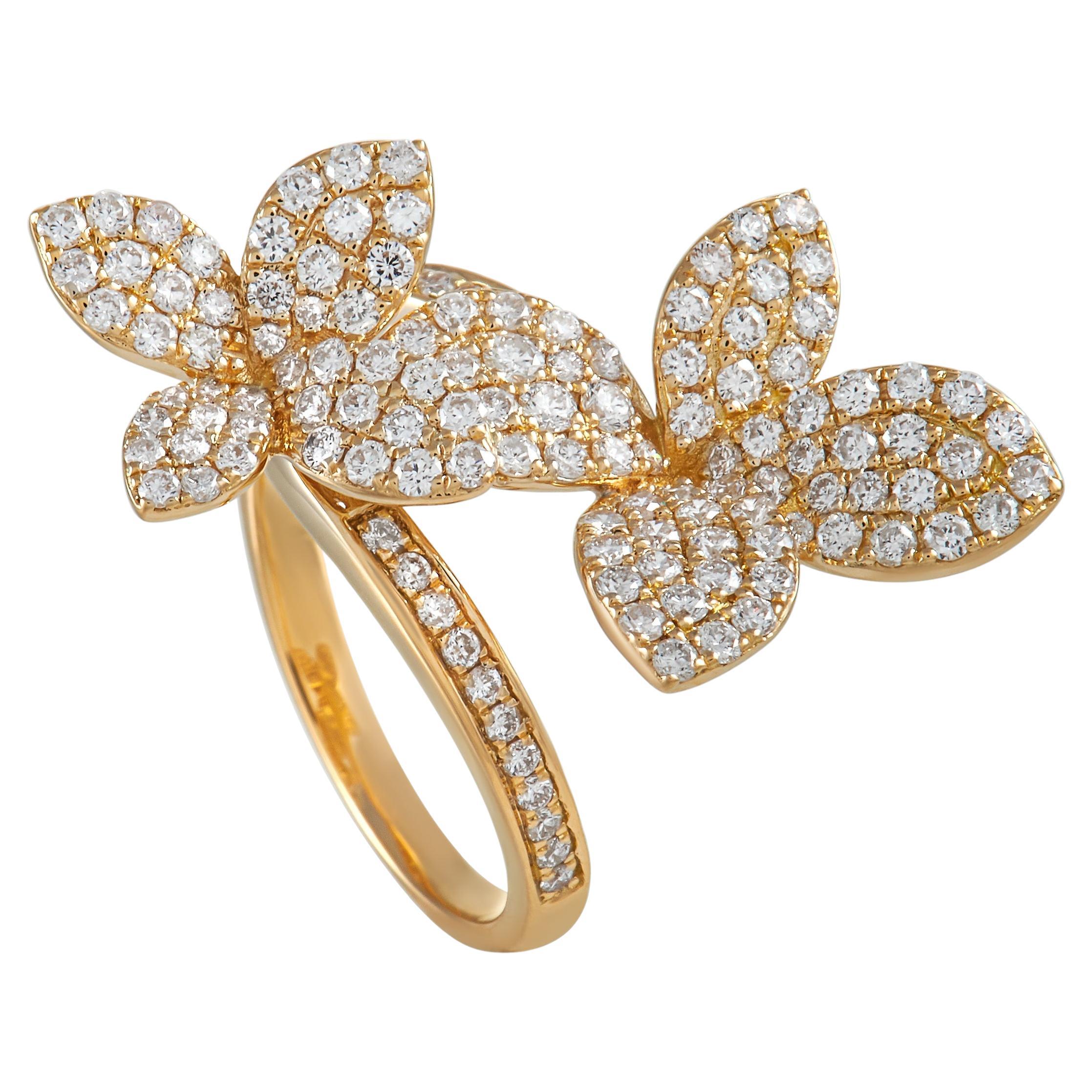 LB Exclusive 18K Yellow Gold 1.05 ct Diamond Bow Ring For Sale at 1stDibs