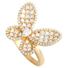 LB Exclusive 18K Yellow Gold 1.21 Ct Diamond Butterfly Ring