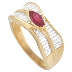 LB Exclusive 18K Yellow Gold 1.24 Ct Diamond and Ruby Ring