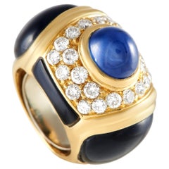 LB Exclusive 18k Yellow Gold 1.25 Carat Diamond, Sapphire and Onyx Ring