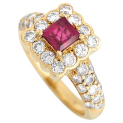 LB Exclusive 18K Yellow Gold 1.27ct Diamond and Ruby Ring MF100623
