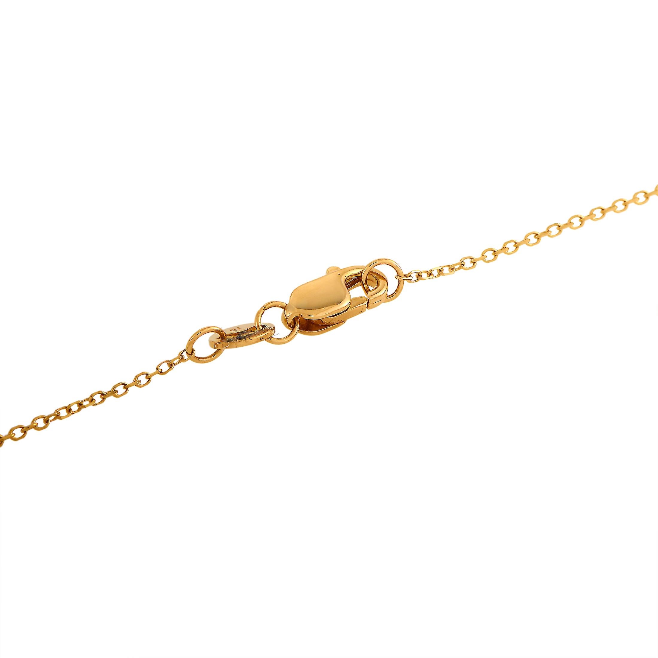 Round Cut LB Exclusive 18 Karat Yellow Gold 1.30 Carat Diamond Pendant Necklace