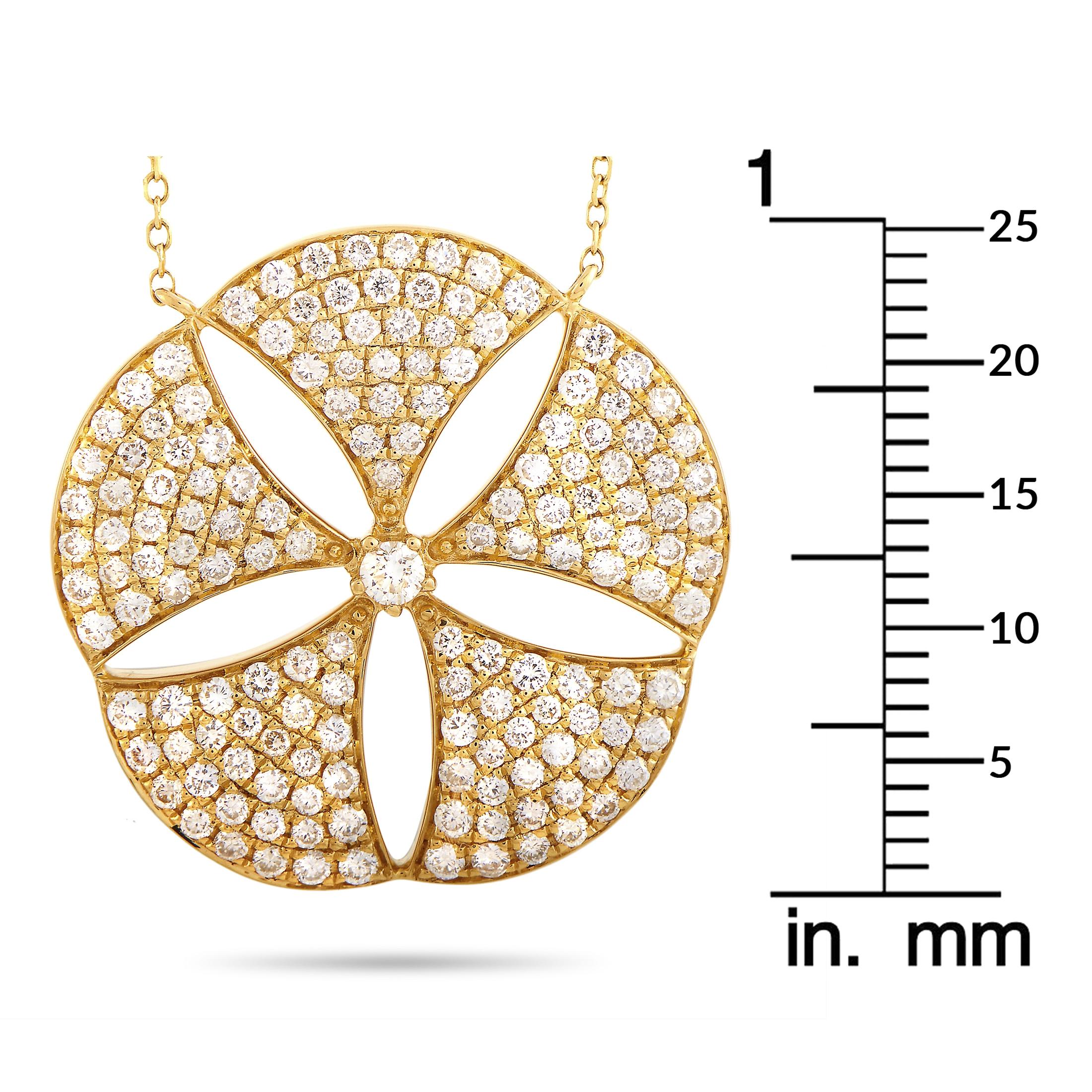 LB Exclusive 18 Karat Yellow Gold 1.30 Carat Diamond Pendant Necklace In New Condition In Southampton, PA