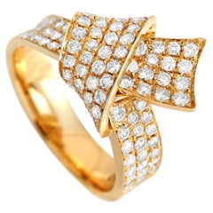 ribbon ring design LB Exclusive 18K Yellow Gold 1.31ct Diamond Ribbon Ring