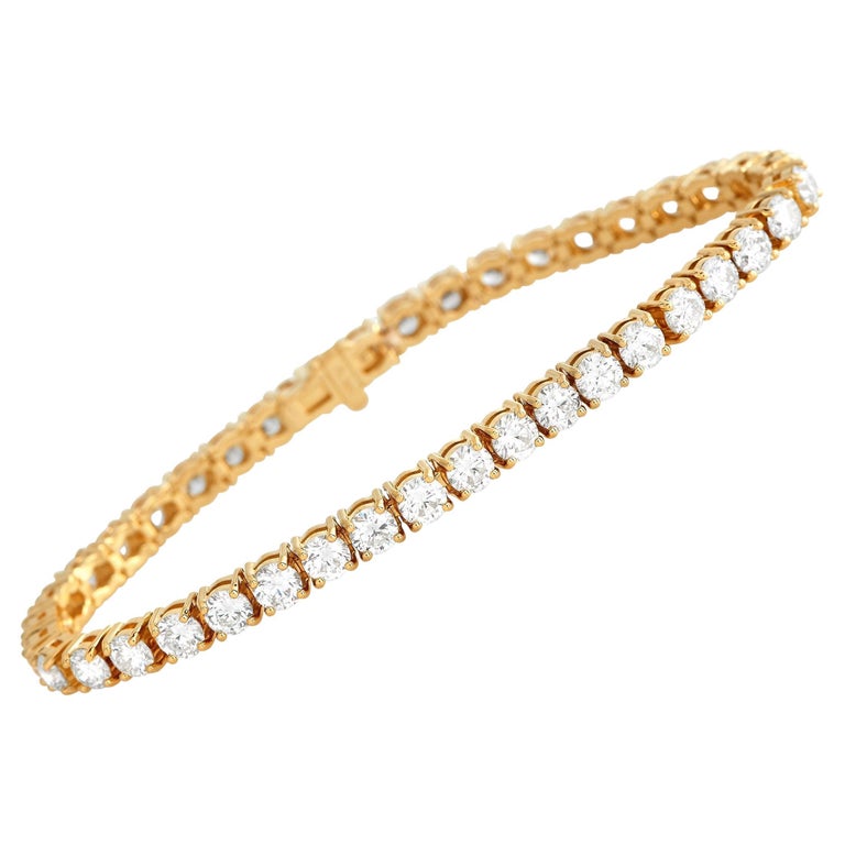 LB Exclusive 18K Yellow Gold 13.21 Ct Diamond Tennis Bracelet For Sale