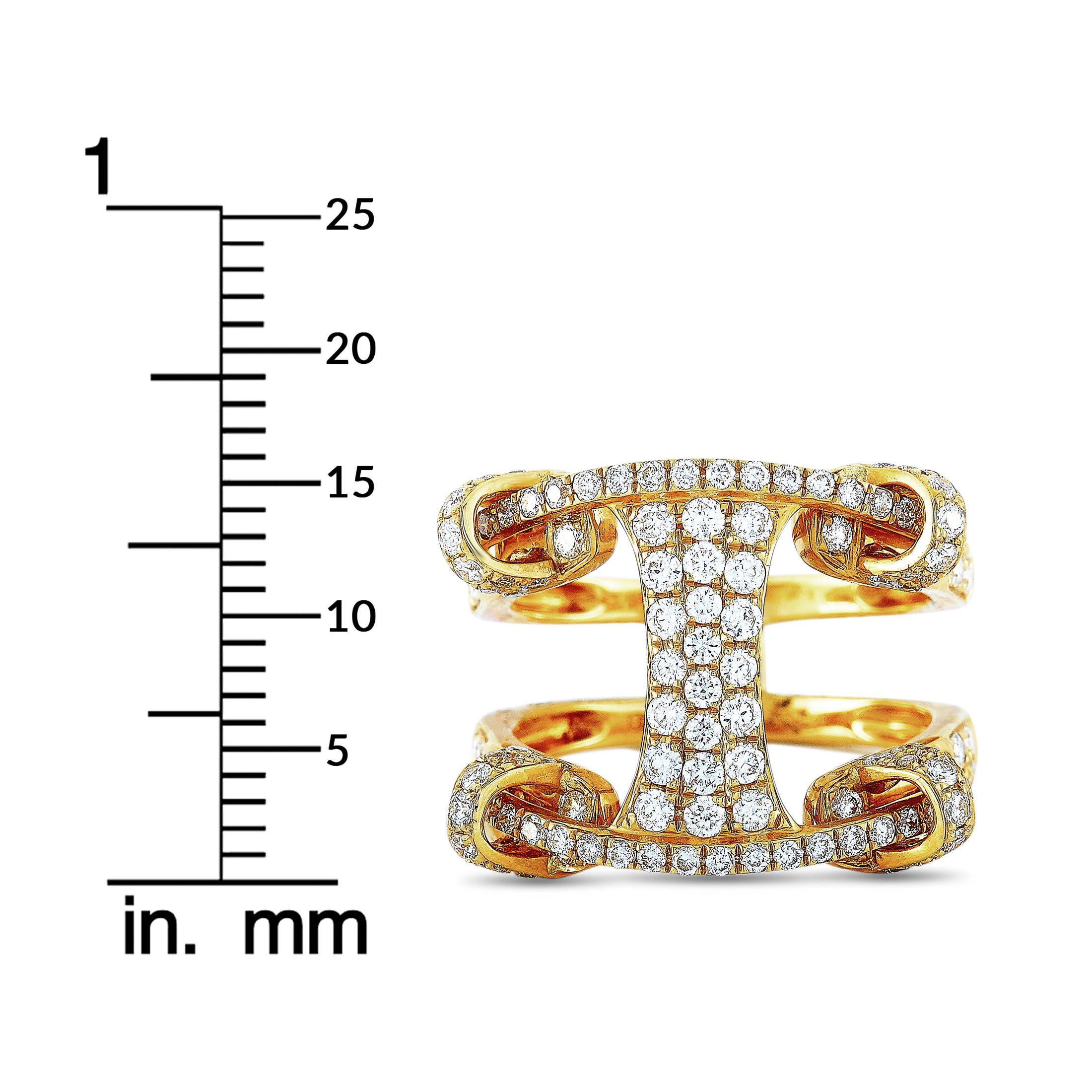 LB Exclusive 18 Karat Gold 1.33 Carat Full Diamond Pave Wide Bridge Band Ring 2