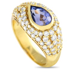 Lb Exclusive 18k Yellow Gold 1.36 Carat Diamond and Tanzanite Ring
