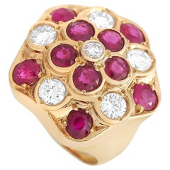 LB Exclusive 18K Yellow Gold 1.37 Ct Diamond and Ruby Ring