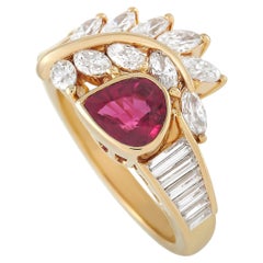 LB Exclusive 18K Yellow Gold 1.45 Ct Diamond and Ruby Ring
