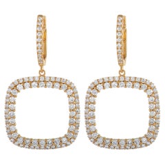LB Exclusive 18K Yellow Gold 1.50 ct Diamond Square Drop Earrings