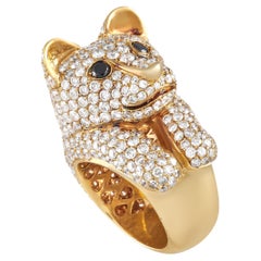 LB Exclusive 18K Yellow Gold 15.00 Ct Diamond Panther Ring
