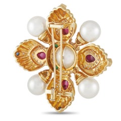 LB Exclusive 18k Yellow Gold 16.10 Ct Diamond, Pearl, Ruby, Emerald and Sapphire
