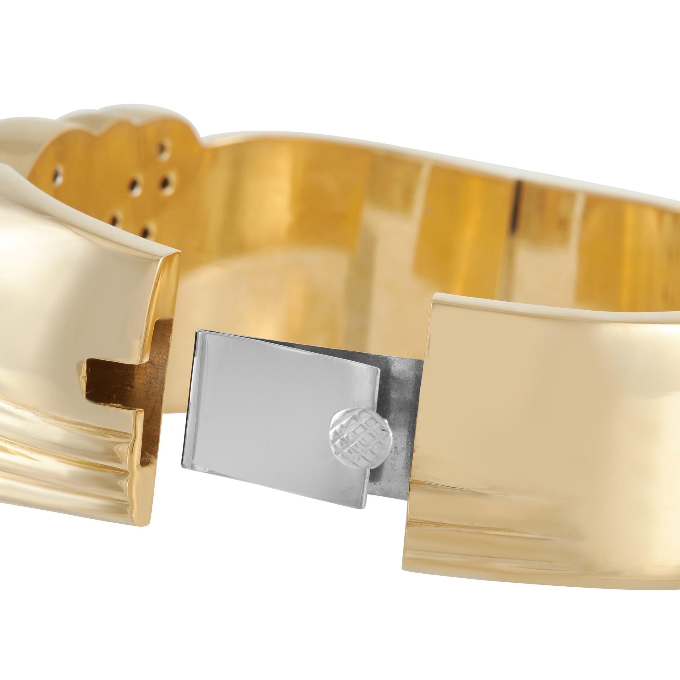 Round Cut LB Exclusive 18K Yellow Gold 1.65 ct Diamond Bangle Bracelet