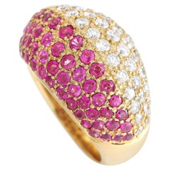 LB Exclusive 18k Yellow Gold 1.65 Carat Diamond and Ruby Dome Ring