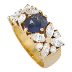 LB Exclusive 18K Yellow Gold 1.70 Ct Diamond and Sapphire Ring