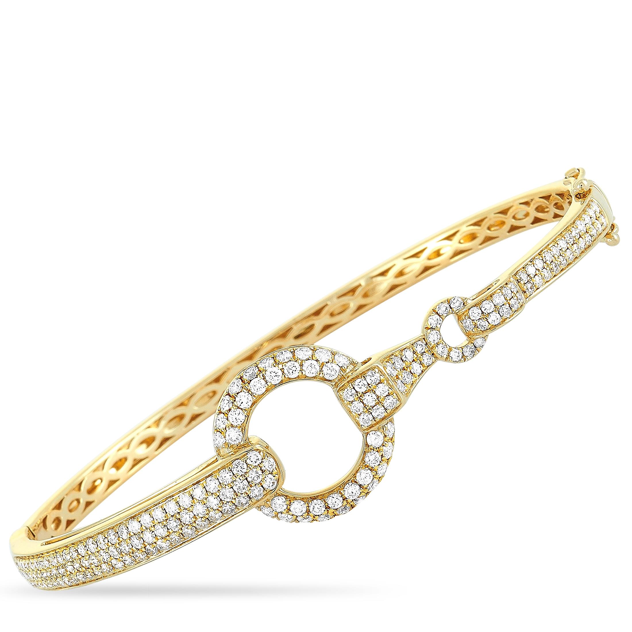 Women's LB Exclusive 18 Karat Yellow Gold, 1.70 Carat Diamond Bangle Bracelet