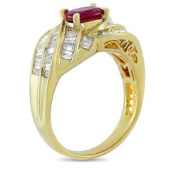 LB Exclusive 18 Karat Yellow Gold 1.72 Carat Diamond and Ruby Ring