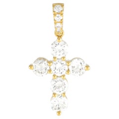 LB Exclusive 18K Yellow Gold 1.72ct Diamond Cross Pendant