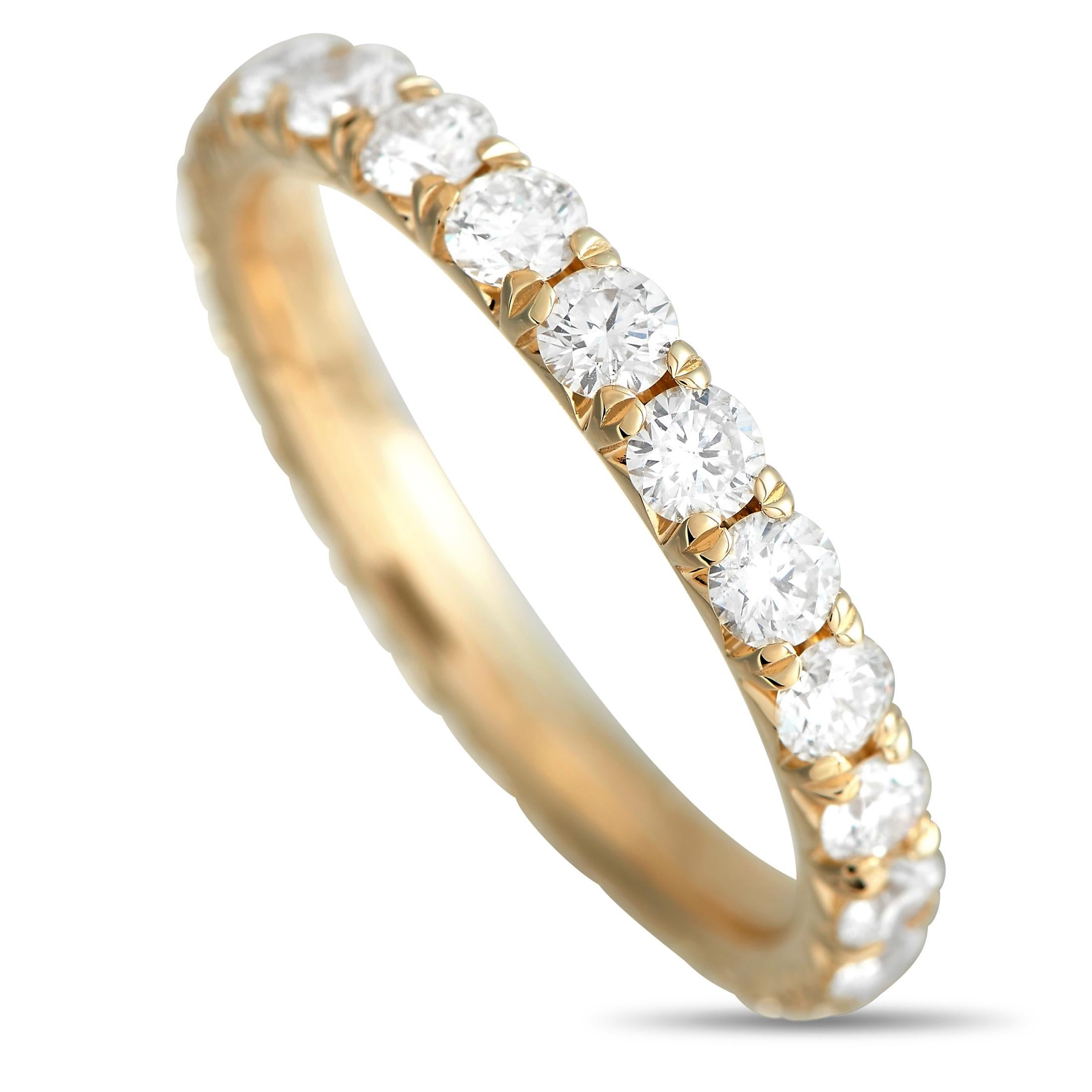 LB Exclusive 18K Yellow Gold 1.75 Ct Diamond Eternity Band Ring In New Condition In Southampton, PA