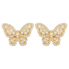 LB Exclusive Boucles d'oreilles papillon en or jaune 18 carats et diamants 1,75 carat