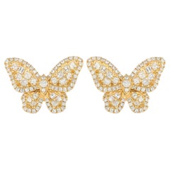 LB Exclusive 18K Yellow Gold 1.75ct Diamond Butterfly Earrings