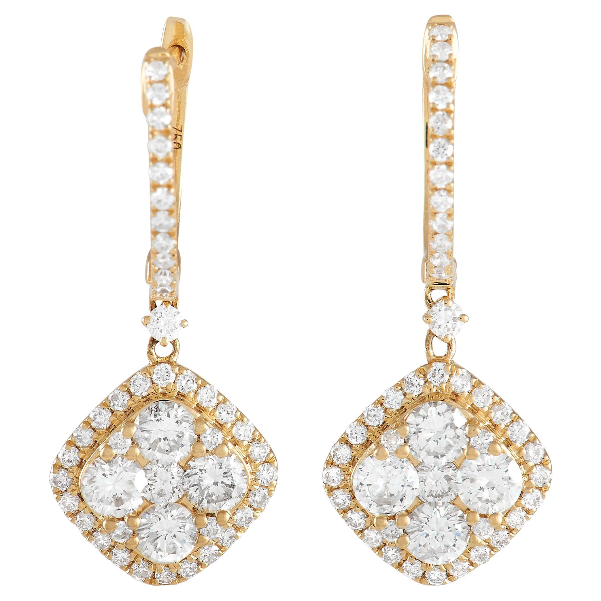LB Exclusive 18K Yellow Gold 1.77ct Diamond Earrings