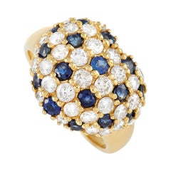 LB Exclusive 18K Yellow Gold 1.83 Ct Diamond 1.22 Ct Sapphire Ring