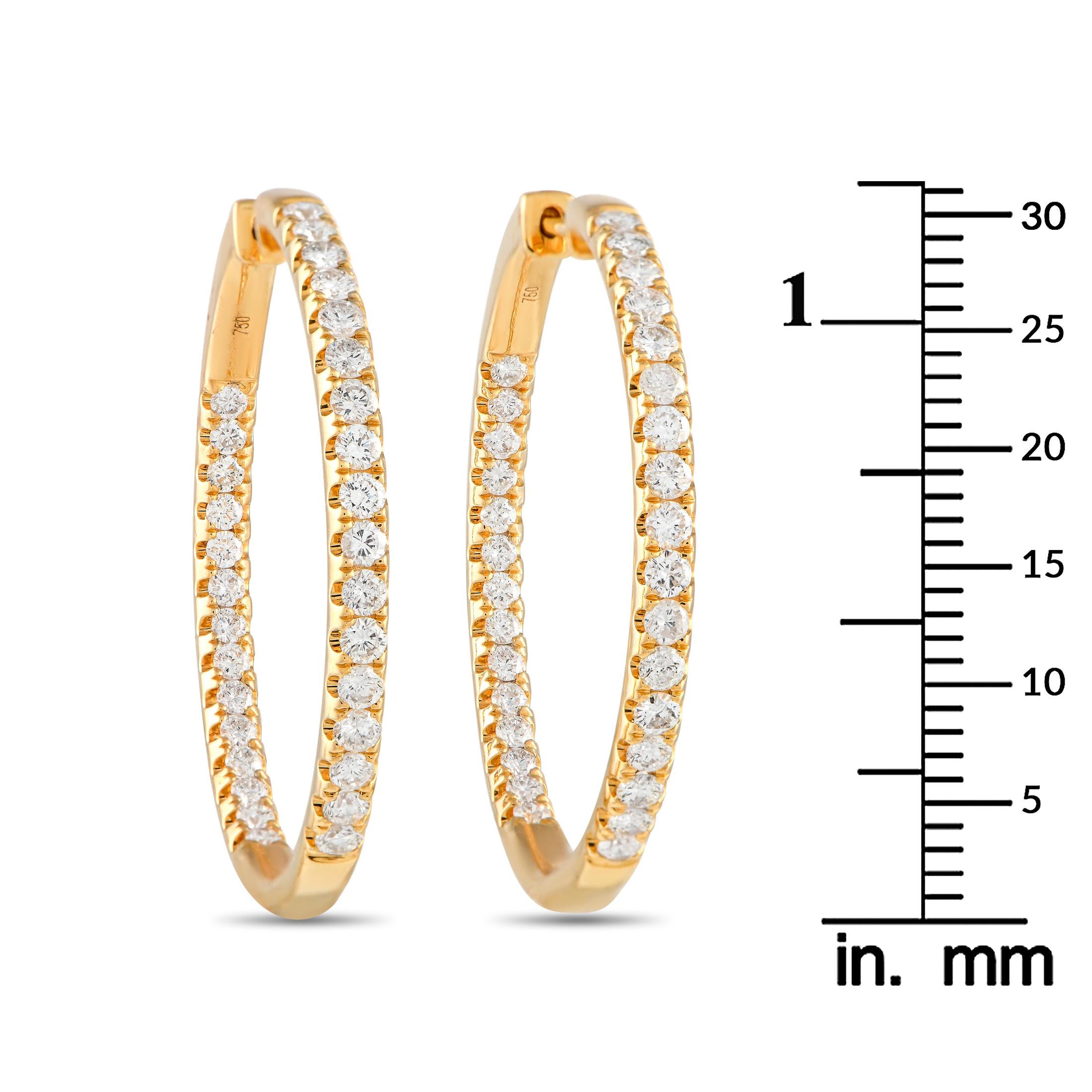LB Exklusive 18K Gelbgold 1,98ct Diamant Innen-Out-Reifen Ohrringe (Rundschliff)