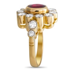LB Exclusive 18K Yellow Gold 2.00 Ct Diamond and Ruby Flower Ring