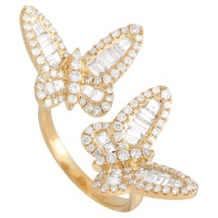 LB Exclusive Anillo Envolvente Mariposa de Diamantes de Oro Amarillo de 18 K y 2,00 qt