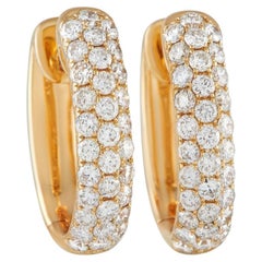 LB Exclusive 18k Yellow Gold 2.00ct Diamond Huggie Hoop Earrings