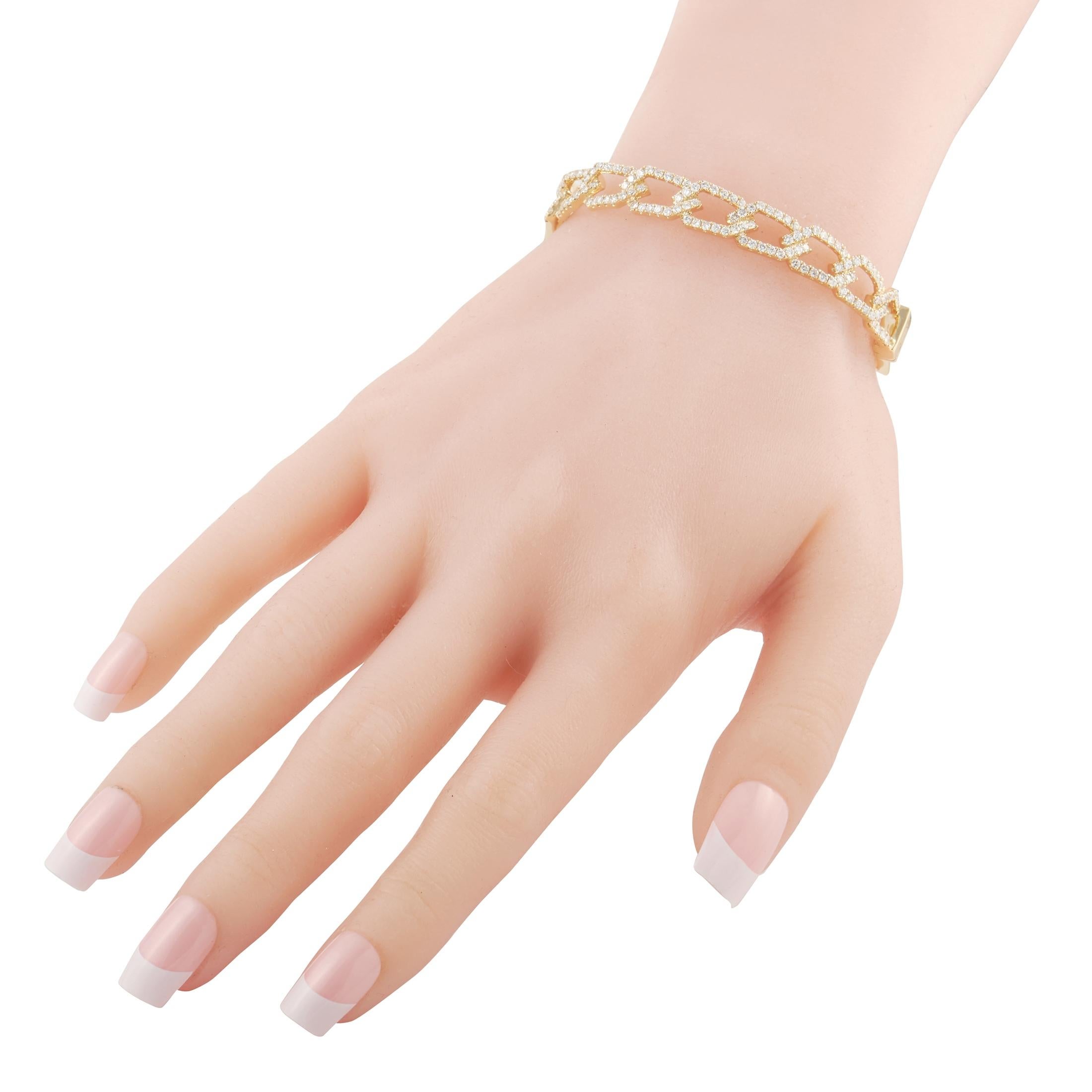 Round Cut LB Exclusive 18K Yellow Gold 2.03 ct Diamond Bracelet