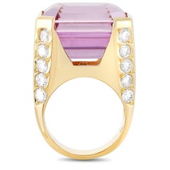LB Exclusive 18 Karat Gold 2.05 Carat Diamond and 20.05 Carat Kunzite Ring