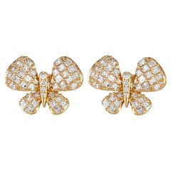 LB Exclusive 18K Yellow Gold 2.08 Ct Diamond Butterfly Earrings