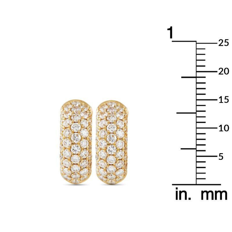 LB Exklusive Huggie-Ohrringe aus 18 Karat Gelbgold mit 2,0 Karat Diamanten (Rundschliff)