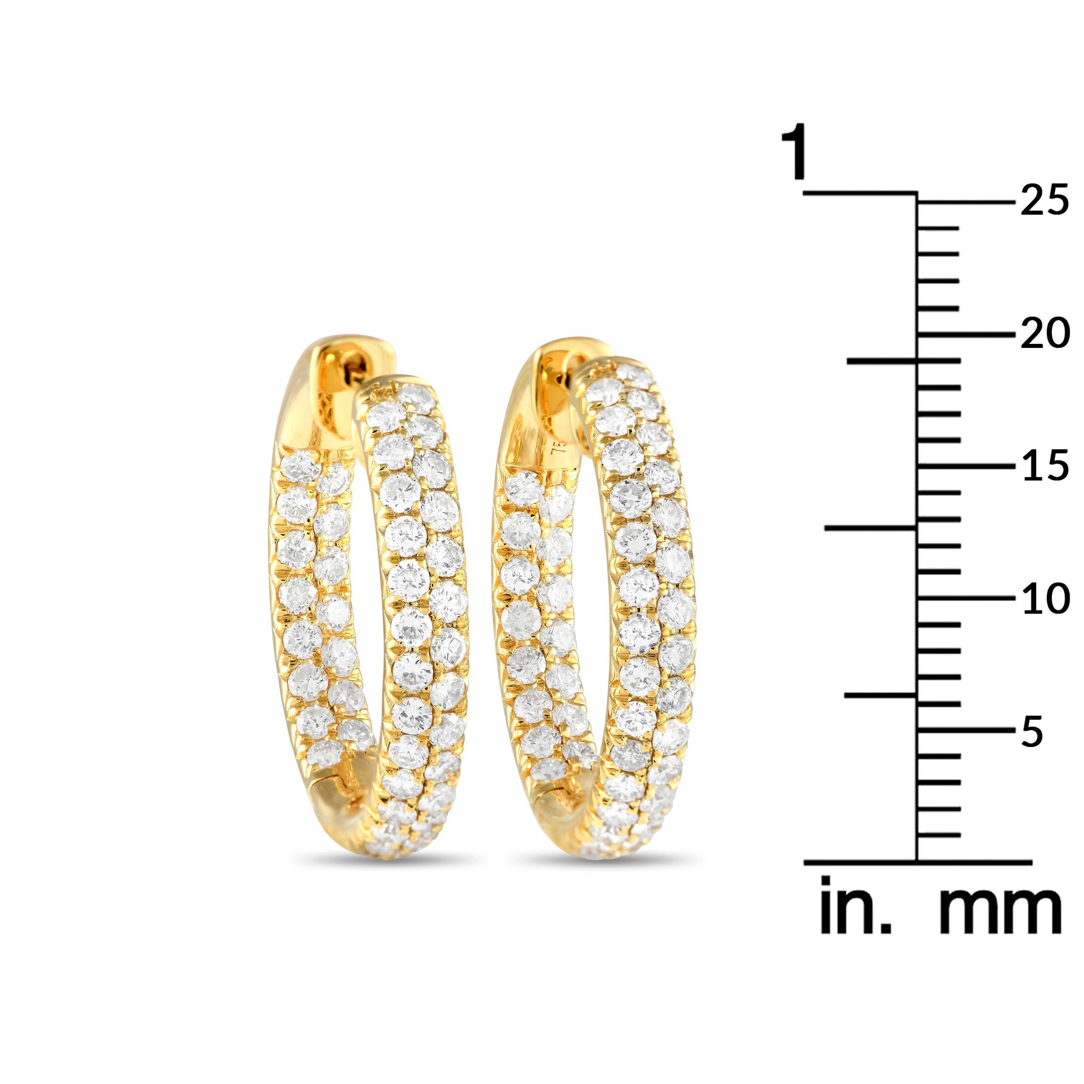 LB Exclusive 18K Gelbgold 2.0ct Diamant Inside-Out Hoop-Ohrringe (Rundschliff)