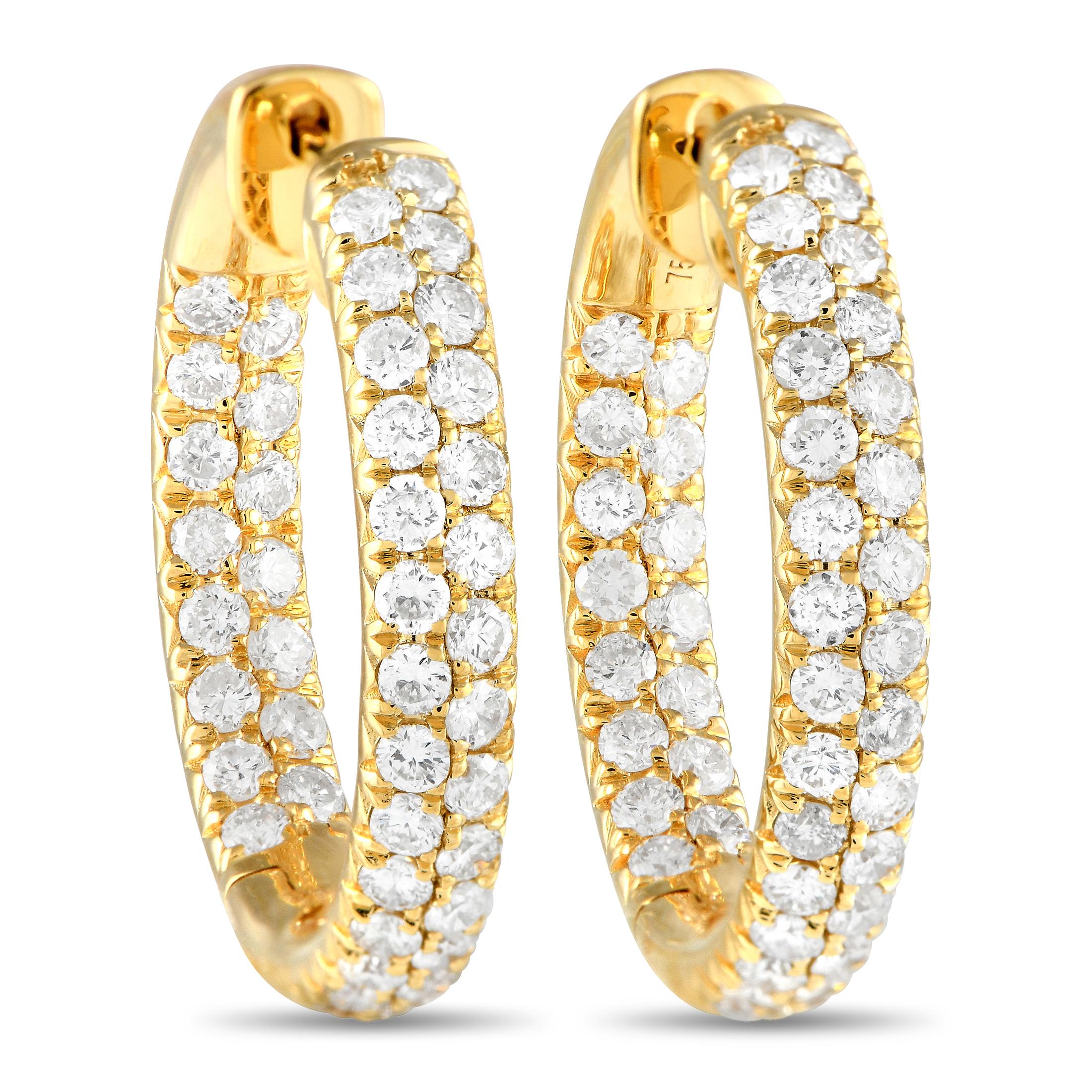 LB Exclusive 18K Gelbgold 2.0ct Diamant Inside-Out Hoop-Ohrringe im Zustand „Neu“ in Southampton, PA