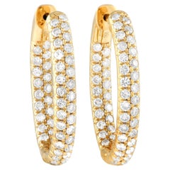 LB Exclusive 18K Yellow Gold 2.0 Carat Diamond Inside-Out Hoop Earrings