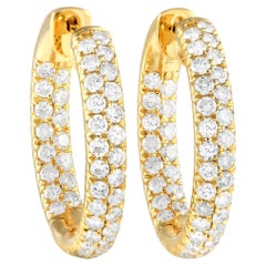 LB Exclusive 18K Yellow Gold 2.0 Carat Diamond Inside-Out Hoop Earrings