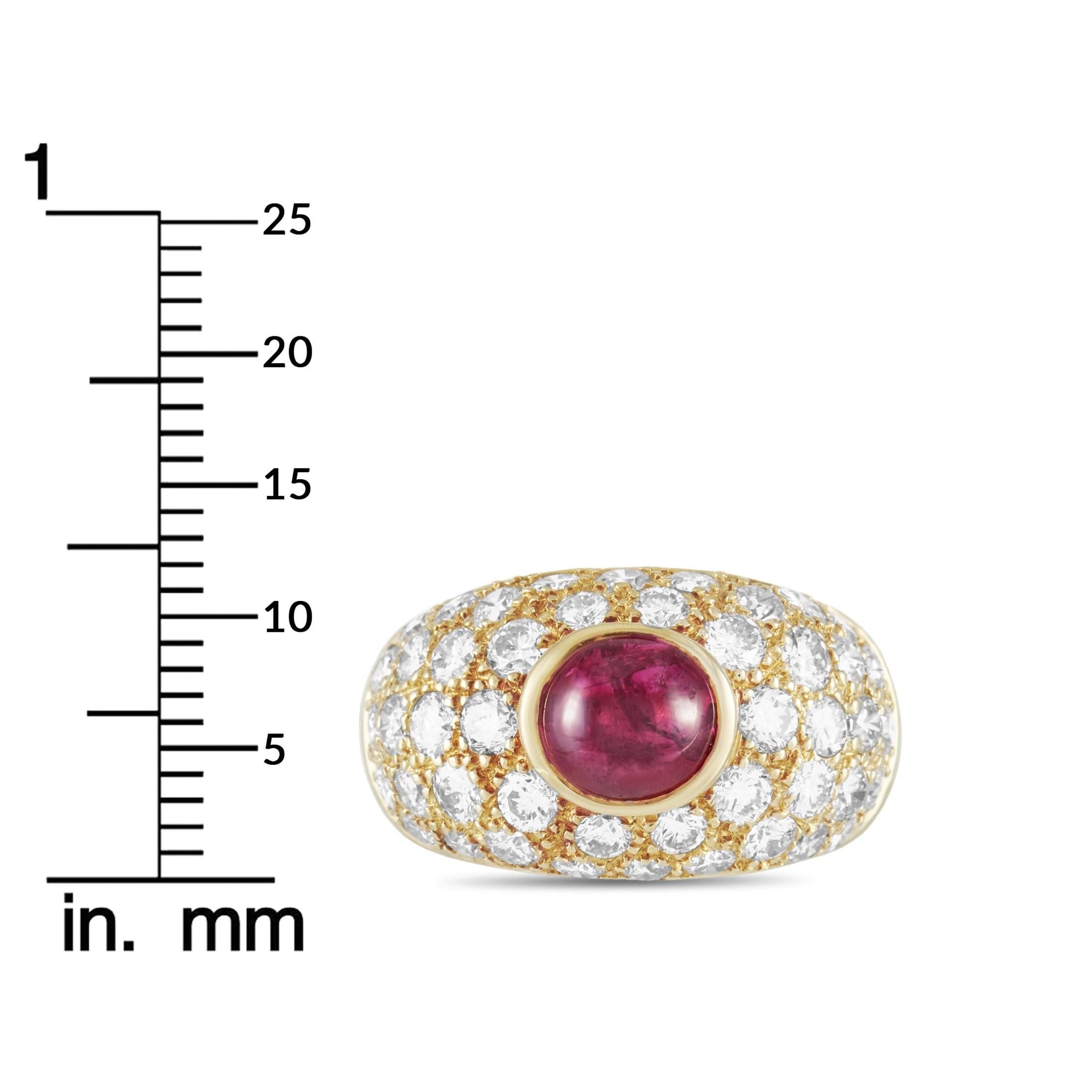 LB Exclusive 18k Yellow Gold 2.23 Ct Diamond and 1.90 Ct Ruby Ring In Excellent Condition In Southampton, PA