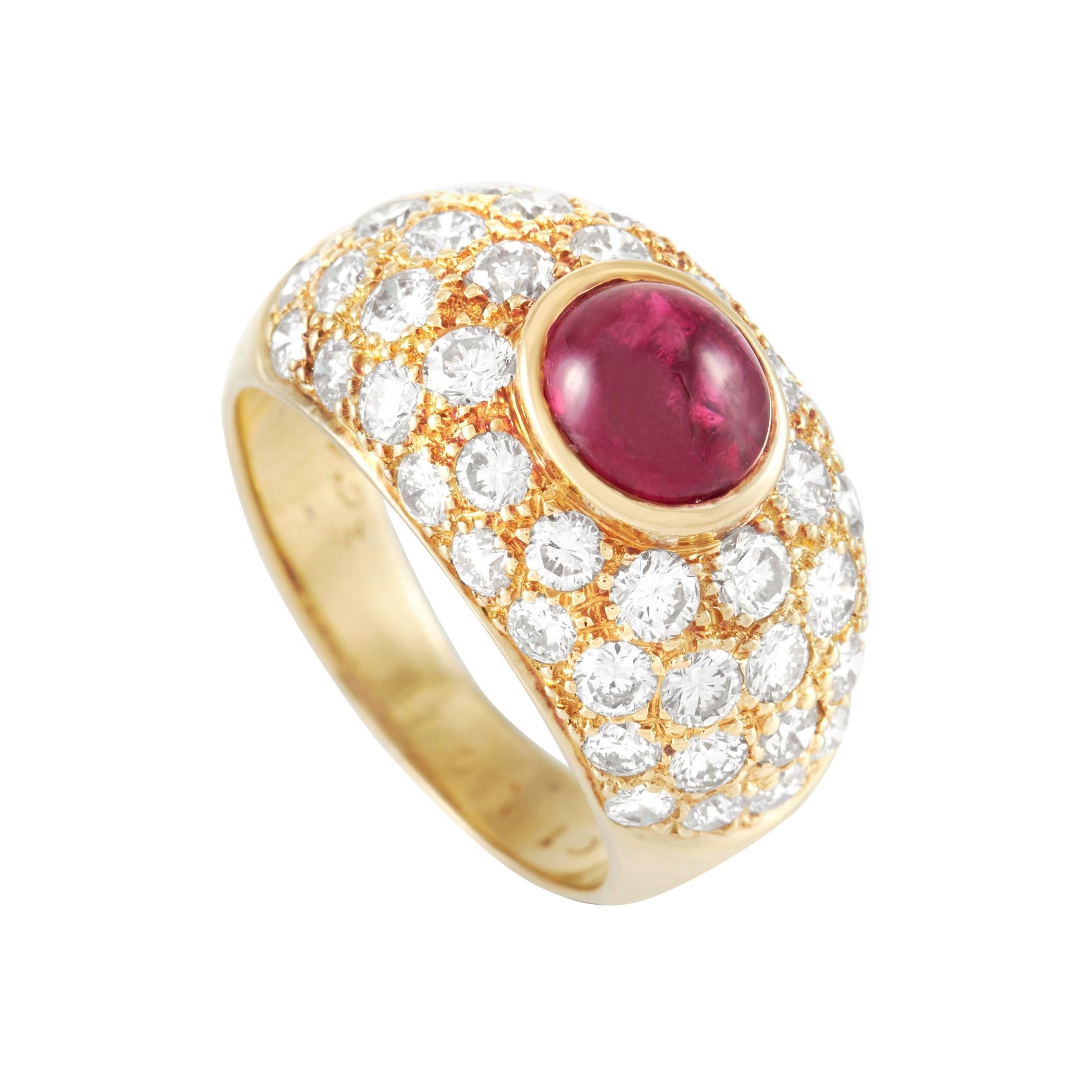 LB Exclusive 18k Yellow Gold 2.23 Ct Diamond and 1.90 Ct Ruby Ring
