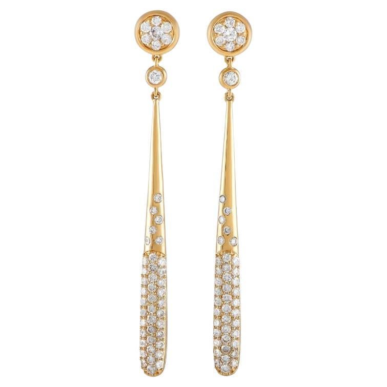 LB Exclusive 18k Yellow Gold 2.25 Carat Diamond Dangle Earrings