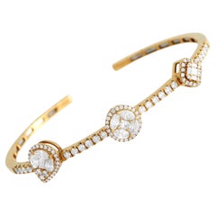 LB Exclusive 18K Yellow Gold 2.50ct Diamond Open Cuff Bracelet