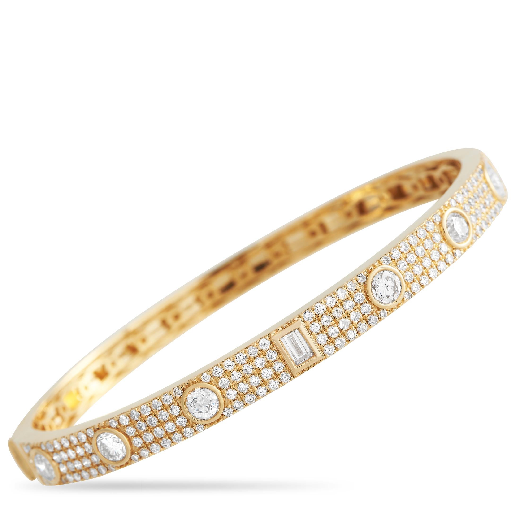 LB Exclusive 18K Yellow Gold 2.50ct Diamond Pave Bracelet In New Condition In Southampton, PA