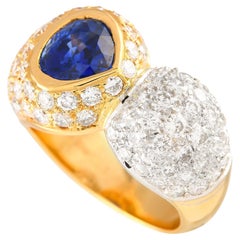 LB Exclusive 18K Yellow Gold 2.53ct Diamond and Sapphire Ring