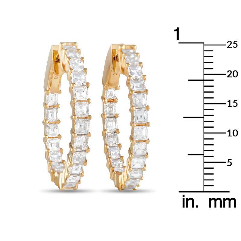 LB Exklusive Creolen aus 18 Karat Gelbgold mit 2,56 Karat Diamanten innen (Asscher-Schliff)